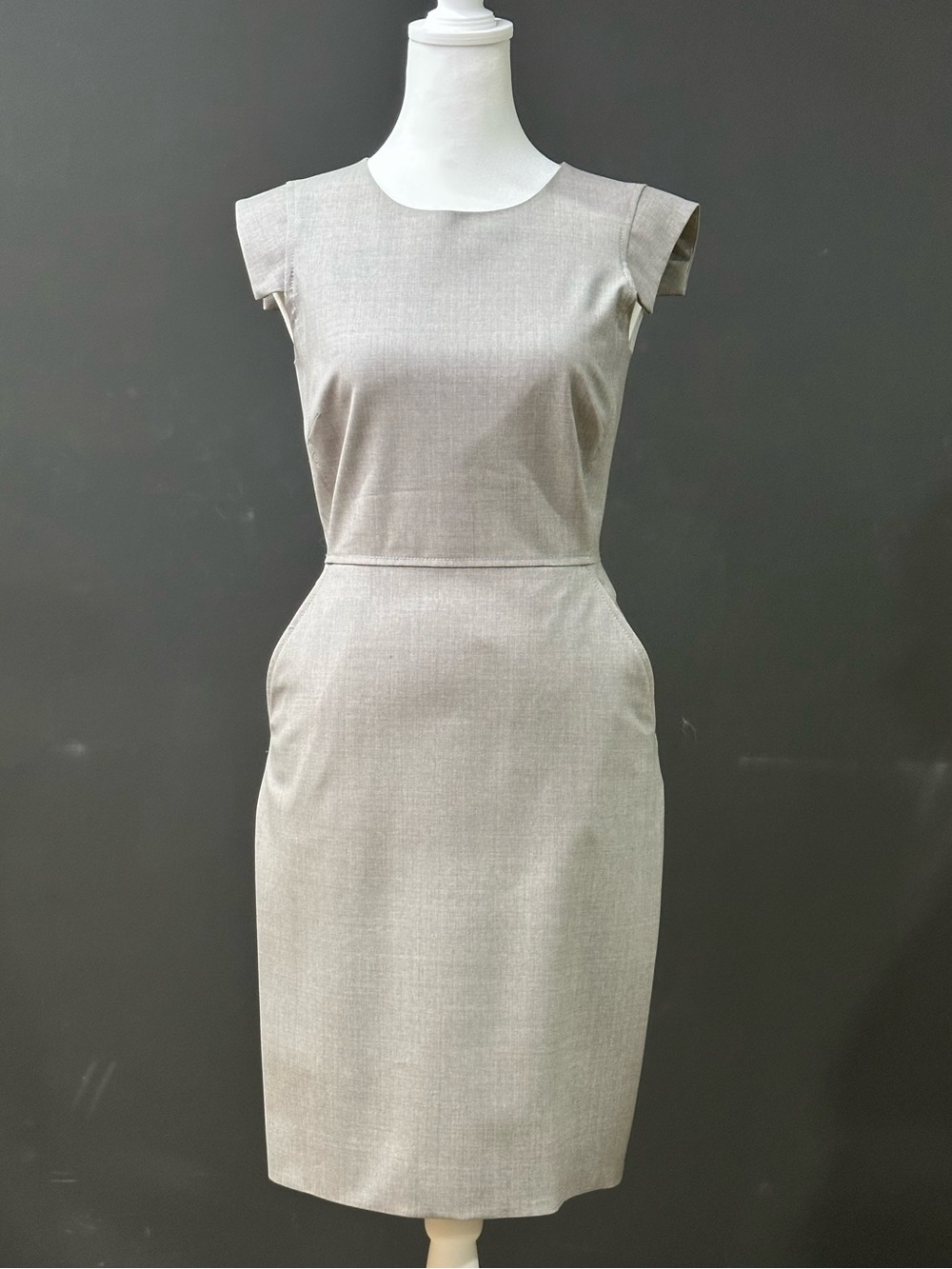 J. Crew Cap-Sleeve Sheath Dress in Light Gray - Picture 2 of 4